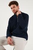 Buratti Pamuklu Relaxed Fit Yarım Fermuarlı Sıfır Yaka Örme Erkek Sweat 5901076 LACİVERT