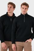 Buratti Okul Kıyafeti Pamuklu Regular Fit Dik Yaka 2'li Paket Erkek Sweat 59052592S2 SİYAH-SİYAH