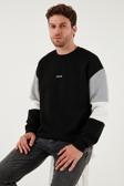 Buratti Pamuklu Relaxed Fit Bisiklet Yaka Şardonlu Renk Bloklu Erkek Sweat 5905298T SİYAH