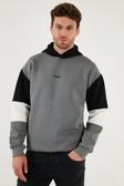 Buratti Pamuklu Relaxed Fit Kapüşonlu İçi Tüylü Yumuşak Şardonlu Erkek Sweat 5905299 AÇIK HAKİ