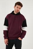 Buratti Pamuklu Relaxed Fit Kapüşonlu İçi Tüylü Yumuşak Şardonlu Erkek Sweat 5905299 VİŞNE