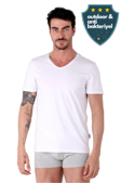 North Ice %92 Pamuk V‑Yaka Outdoor T-Shirt  – Rahat Kesim, Antibakteriyel Kumaş BEYAZ