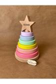 Tiny Wood İsme Özel Ahşap Yıldız Halka Kule | Montessori Eğitici Oyuncak & Dekoratif Ahşap Hanoi