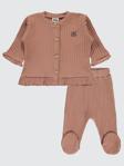 Civil Baby Kol Ve Bel Fırfırlı Nakışlı  Pijama Takımı - Pudra6-9 Ay