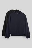 Standart Fit Basic O Yaka 2li Paket Siyah-Lacivert Erkek Sweatshirt - 88053
