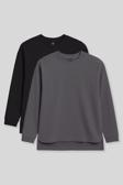 Rahat Form O Yaka 2li Paket Siyah-Koyu Gri Kadın Tunik Sweatshirt - 97305