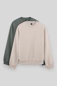 Standart Fit Basic O Yaka 2li Paket Bej-Çağla Erkek Sweatshirt - 88053