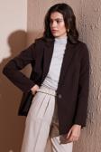 Lela Standart Fit Mono Yaka Desenli Astar Detaylı Blazer Bayan Ceket 6524003 KAHVE