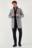 Buratti Slim Fit Tek Yırtmaçlı Düğmeli Mono Yaka Kaşe Erkek Kaban 5840098 GRİ