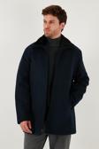 Buratti Slim Fit Çıkarılabilir Tüylü Yaka Detaylı Astarlı Kaşe Erkek Kaban 58400217 LACİVERT