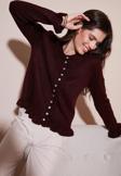 Lela Premium Pile Detaylı Regular Fit Yuvarlak Yaka Triko Bayan Hırka 680HI00038 BORDO