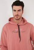 Buratti Slim Fit Baskılı Kapüşonlu Kanguru Cepli Pamuklu Erkek Sweat 5414020 GÜL