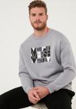 Buratti Pamuklu Oversize İçi Tüylü Yumuşak Şardonlu Erkek Sweat 572METAVERSE AÇIK GRİ