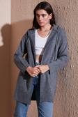 Lela Modest Regular Fit Kapüşonlu Tesettür Triko Bayan Hırka 4616176 ANTRASİT