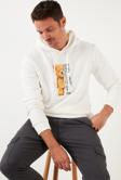 Buratti Baskı Detaylı Pamuklu Kapüşonlu Slim Fit Erkek Sweat 5905236 EKRU