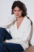 Lela Oversize Fit Düğmeli V Yaka Uzun Kollu Triko Bayan Hırka 4616232 TAŞ