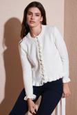 Lela Premium Pile Detaylı Regular Fit Yuvarlak Yaka Triko Bayan Hırka 680HI00038 EKRU