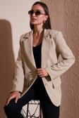 Lela Relaxed Fit Mono Yaka Cepli Blazer Bayan Ceket 611BC00132 VİZON
