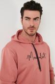 Buratti Slim Fit Baskılı Kapüşonlu Kanguru Cepli Pamuklu Erkek Sweat 5414019 GÜL