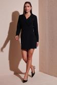 Lela Regular Fit Mono Yaka Mini Boy Uzun Kollu Bayan Elbise 611EL749 SİYAH