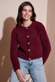 Lela Fitted Fit Bisiklet Yaka Yumuşak Dokulu Crop Bayan Hırka 4615559 BORDO