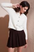 Lela Fitted Fit Bisiklet Yaka Yumuşak Dokulu Crop Bayan Hırka 4615559 EKRU