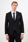 Erkek Siyah Basic Düz Slim Fit 3'lü Takım Elbise Slim Fit Gömlek Düz Kravat