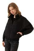 Spor Kadın Dik Yaka Su ve Rüzgar Geçirmez Oversize Crop Mevsimlik Yağmurluk Rüzgarlık