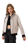 Spor Kadın Dik Yaka Su ve Rüzgar Geçirmez Oversize Crop Mevsimlik Yağmurluk Rüzgarlık