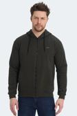 Slazenger KOZZAX Erkek Fermuarlı Kapüşonlu Cepli Haki Sweatshirt