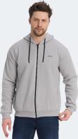 Slazenger KOZZAX Erkek Fermuarlı Kapüşonlu Cepli Gri Sweatshirt