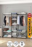 10 Raflı Metal Gardırop Metal Portmanto Açık Gardırop Elbise Dolabı Vestiyer Openix Beyaz