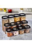 Ceronni Bonny Erzak Saklama Kabı 12Li Set 1,8 Lt 1 Lt 600 ml Siyah