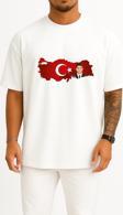 Oversize Ömer Halis Demir Ve Türkiye Göğüs Tasarımlı Unisex T-Shirt