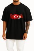 Oversize Ömer Halis Demir Ve Türkiye Göğüs Tasarımlı Unisex T-Shirt
