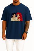 Oversize Ariel The Prince The Little Mermaid Elsa Göğüs Tasarımlı Unisex T-Shirt