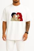 Oversize Ariel The Prince The Little Mermaid Elsa Göğüs Tasarımlı Unisex T-Shirt