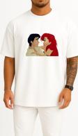 Oversize Ariel The Prince The Little Mermaid Elsa Göğüs Tasarımlı Unisex T-Shirt
