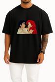 Oversize Ariel The Prince The Little Mermaid Elsa Göğüs Tasarımlı Unisex T-Shirt