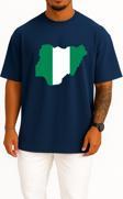 Oversize Nijerya Bayrağı Ve Haritası Göğüs Tasarımlı Unisex T-Shirt