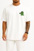 Oversize Pepe The Frog İllustration, Pepe Coin The Frog Cep ve Sırt Tasarımlı Unisex T-Shirt