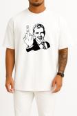 Oversize Orta Parmak Middle Finger Göğüs Tasarımlı Unisex T-Shirt