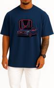 Oversize Honda Civic Fc5 H Logolu Göğüs Tasarımlı Unisex T-Shirt