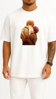 Oversize Haruka Nanase Fan Fiction Kiss Love Yaoi Göğüs Tasarımlı Unisex T-Shirt