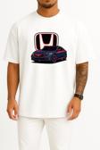 Oversize Honda Civic Fc5 H Logolu Göğüs Tasarımlı Unisex T-Shirt