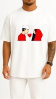 Oversize Quran Islam Muslim Wife Husband Göğüs Tasarımlı Unisex T-Shirt