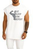 Oversize Eat Sleep Gym Repeat Göğüs Tasarımlı Atlet