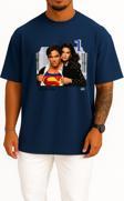 Oversize Lois And Clark Series And Season Folder İcons, Lois & Clark Göğüs Tasarımlı Unisex T-Shirt