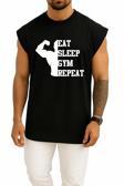 Oversize Eat Sleep Gym Repeat Göğüs Tasarımlı Atlet