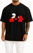Oversize Quran Islam Muslim Wife Husband Göğüs Tasarımlı Unisex T-Shirt